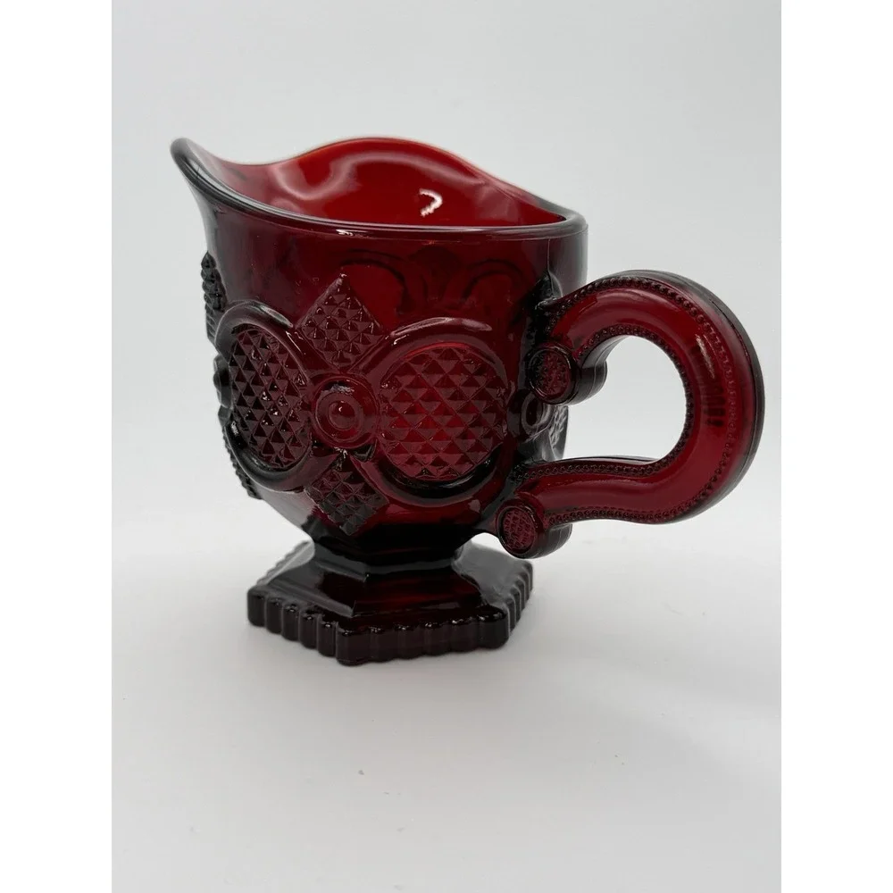 Vintage AVON 1876 Cape Cod Collection Ruby Red Glass Creamer By Wheaton Glass Co